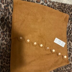 Suede gold Button-Accent Mini Skirt - Camel brand new lined medium